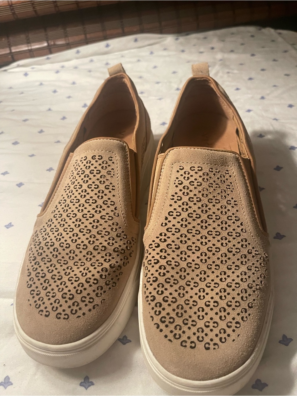Vionic Taupe Perforated Slip-On Moccasins